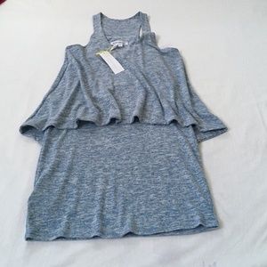 NWT BCBGeneration Tank Dress with Flared Overlay Blue White XSmall